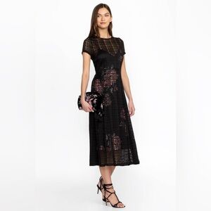 🏷️NWT Johnny Was Jade Solia Paneled Midi Dress Black Small Wedding Guest